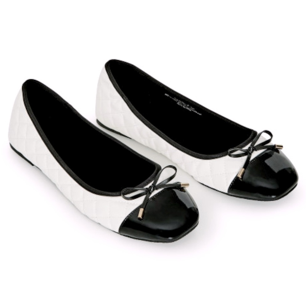 EVANS EXTRA WIDE FIT Size 7EEE Ivory Quilted Ballet Flat (SH05) - Picture 1 of 6